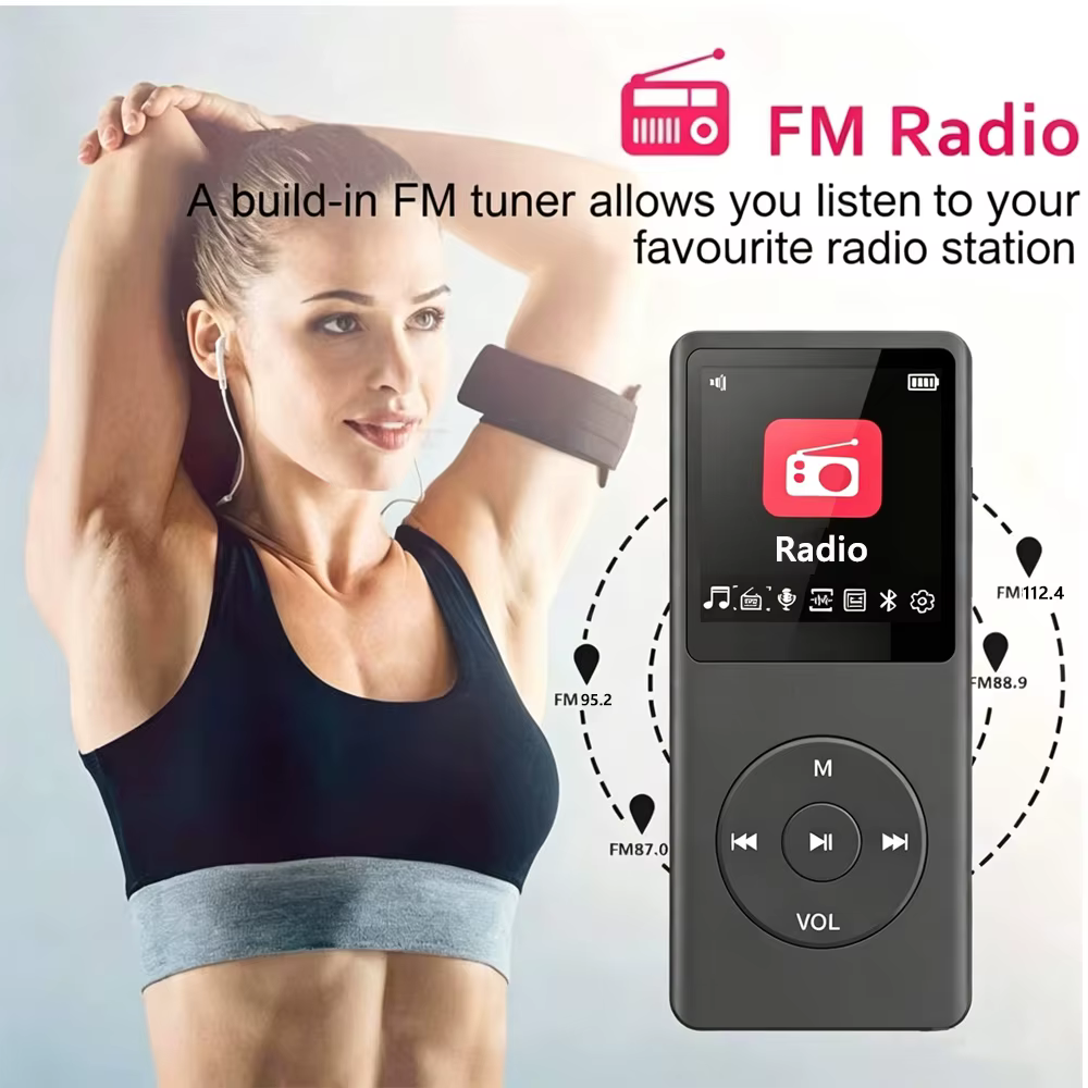 Lecteur MP3 Mini KEBIDU Portable avec Écran IPS HD, Radio FM, E-Books, Enregistrement, Musique HiFi Sans Perte, Bluetooth