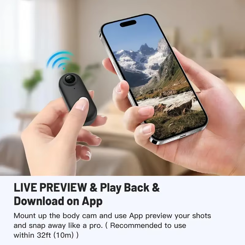 Mini caméra corporelle H88 Full HD WiFi pour casque, guidon de moto, sport et action, avec batterie intégrée