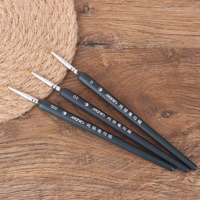 3 pinceaux miniatures professionnels en poils de loup pour peinture artistique (0/00/000)