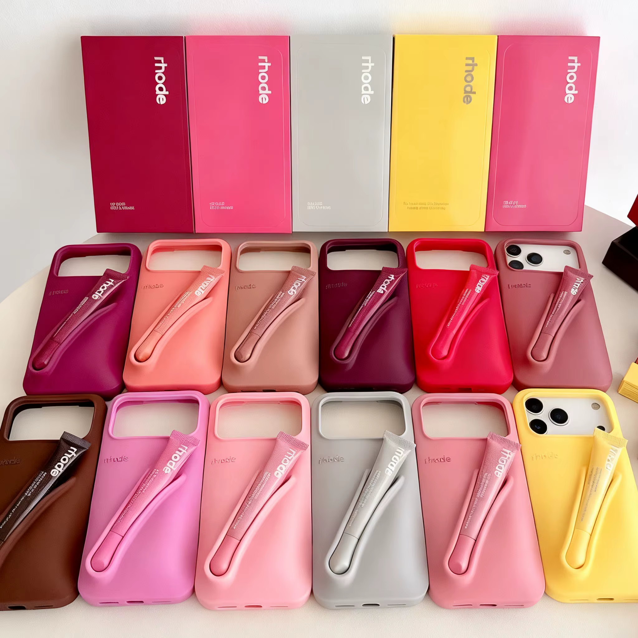 Lemontini – coque de téléphone en Silicone, marque chaude, pour IPhone 11 12 13 14 15 16 Pro Max Plus 17, maquillage aérien, brillant à lèvres, avec glaçage à lèvres