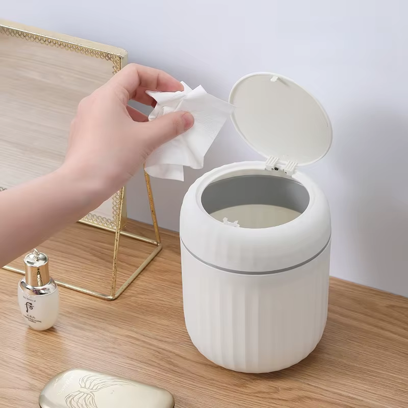 Mini poubelle de bureau avec couvercle, poubelle, chambre à coucher, bureau, boîte de rangement, plastique durable, fournitures pour la maison