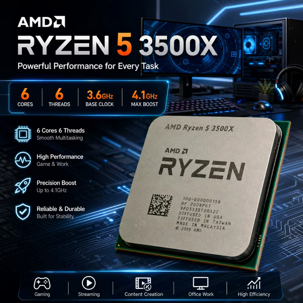 Boîtier Mini ITX pour Ordinateur de Bureau, Processeur Ryzen 5 3500X, Socket AM4, 6 Cœurs, 6 Threads, 3.6 GHz, Matériel de Traitement