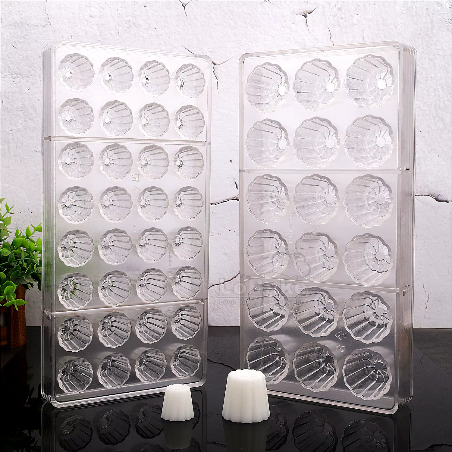 Moule à glaçons rond cannelé en polycarbonate en forme de canneau de fleurs, fabricant de bonbons, sugarcraft, bricolage, cuisson, 18, 32 cavités