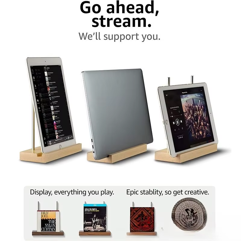 Porte-disque en vinyle, affichage de table en bois massif, maintenant jouant, support de disque en vinyle pour Albums CDS Ipads
