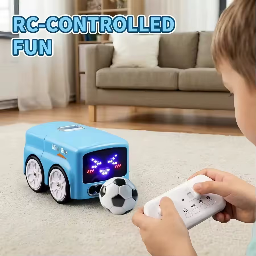 Mini Bus Intelligent RC pour Enfants, Contrôle à Distance, Détection de Geste, Voiture à Induction, Animation, Expressions Automatiques Amusantes, Jouet