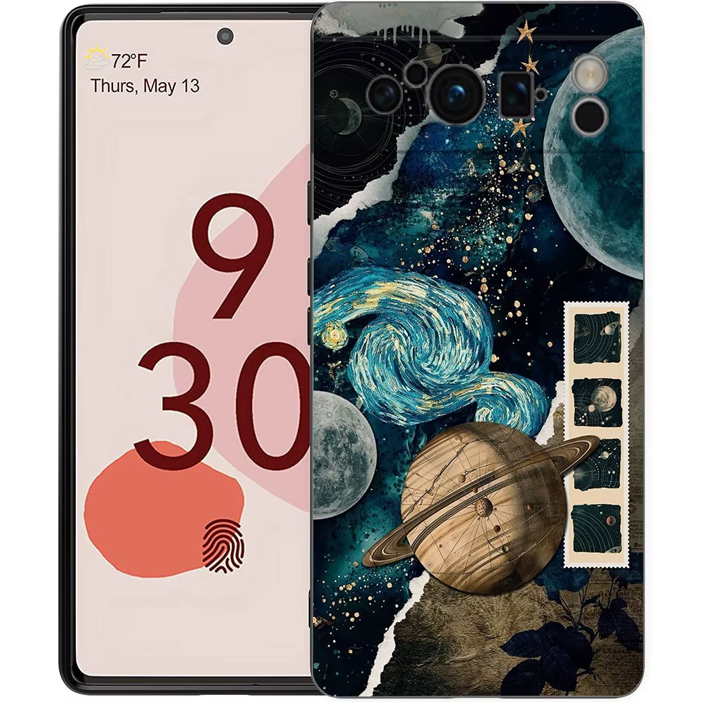 Starlit ciel planète espace art pour Google Pixel 8 Pro coque de téléphone Pixel 9 Pro XL coque en TPU Pixel 8 Pro 8A 7A 7 6A 6 Pro couverture noire