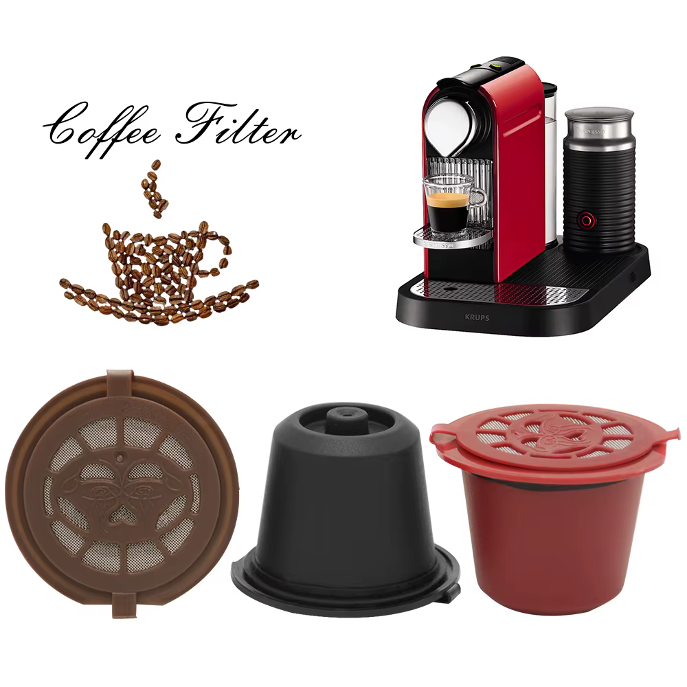 Capsule de café Nespresso rechargeable et réutilisable, dosettes Nespresso réutilisables avec une cuillère et une brosse, accessoires de café