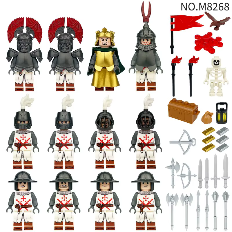 Figurine de chevalier loup d'occasion, vente en gros transfrontalière, jouet de construction à petites pièces pour enfants, accessoires d'armes, chien