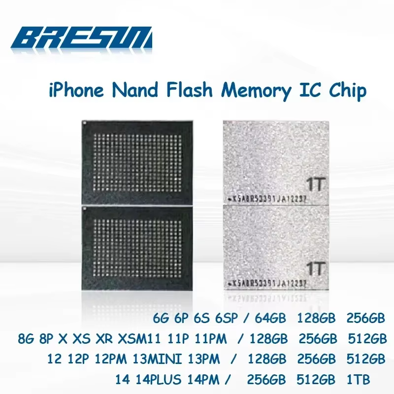 Puce de mémoire flash NAND HDD 64G 128G 256G 512GB 1TB pour iPhone 12 13 Series 14 Pro/Max/Mini Pro Max 64GB 128GB 256GB 512G 1TGB