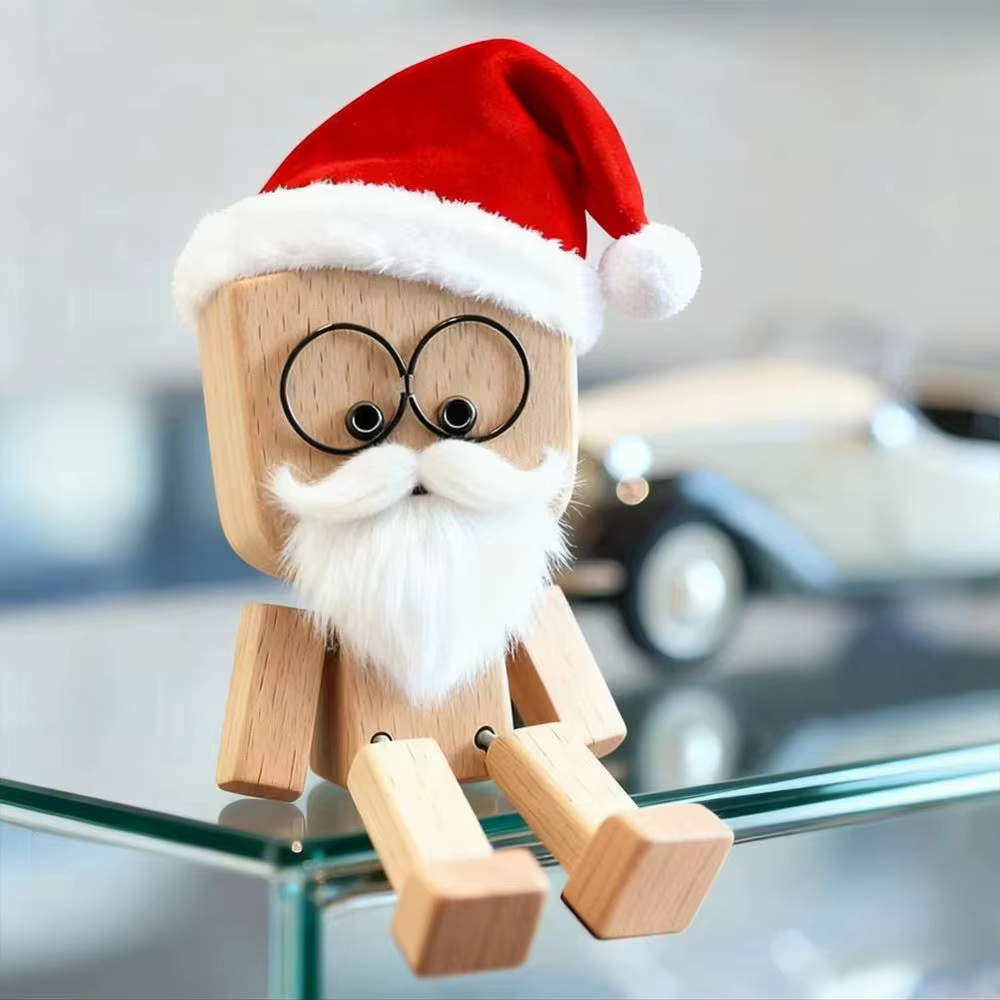 Mini noël secouant l'homme en bois 12 Expressions magnétique secouant l'homme en bois Figurine mignon balançoire des jambes