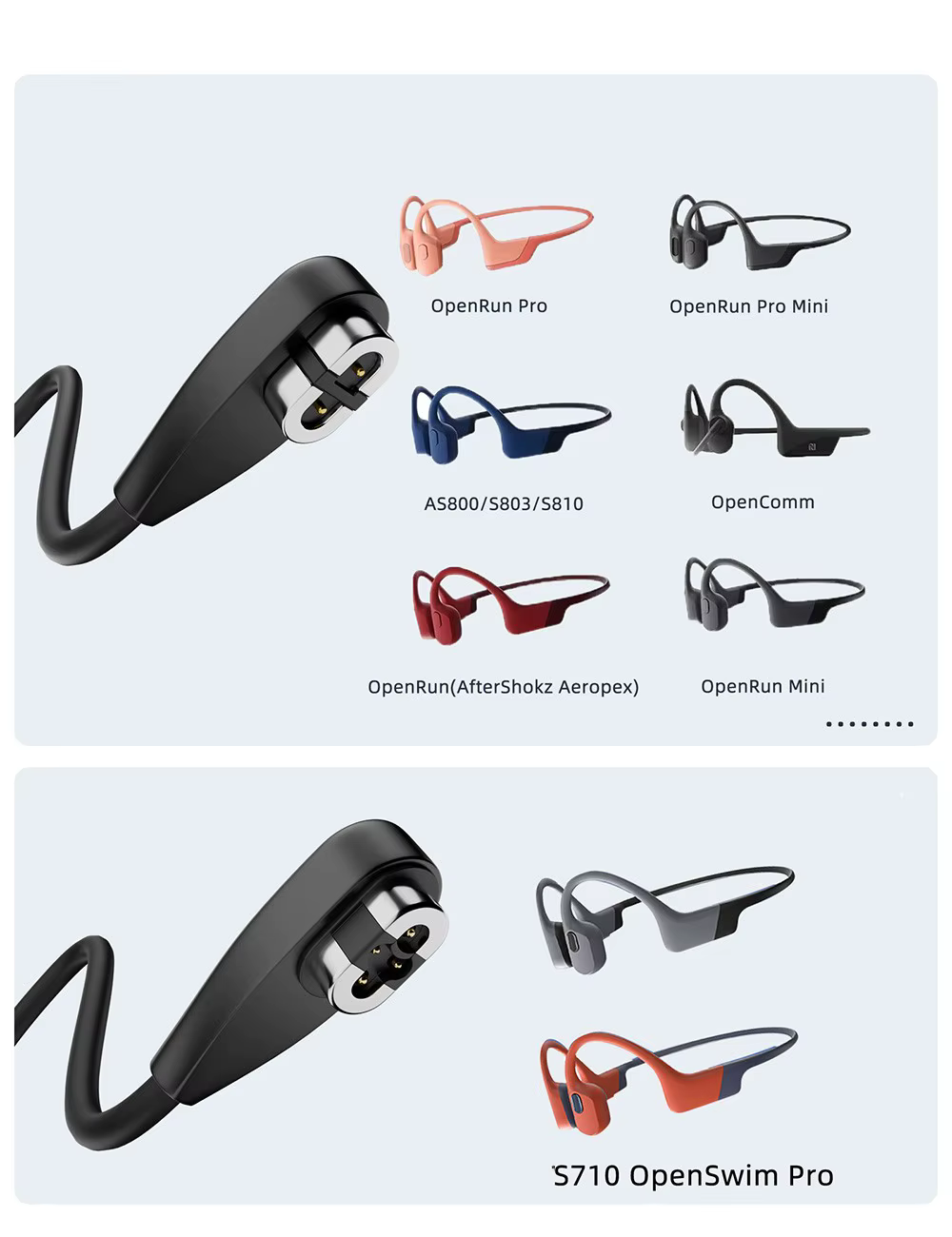 Câble de chargement USB magnétique 2 en 1, pour Shokz OpenRun Air pour Aftershokz Aeropex AS800/ S803/ S810 pour Shokz OpenRun Pro