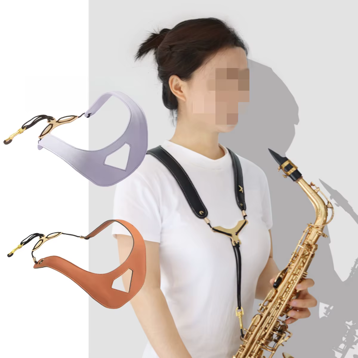 Miwayer Sax sangle de cou/longueur réglable en cuir Sax sangle d'épaule/pour accessoires d'instruments de musique Sax