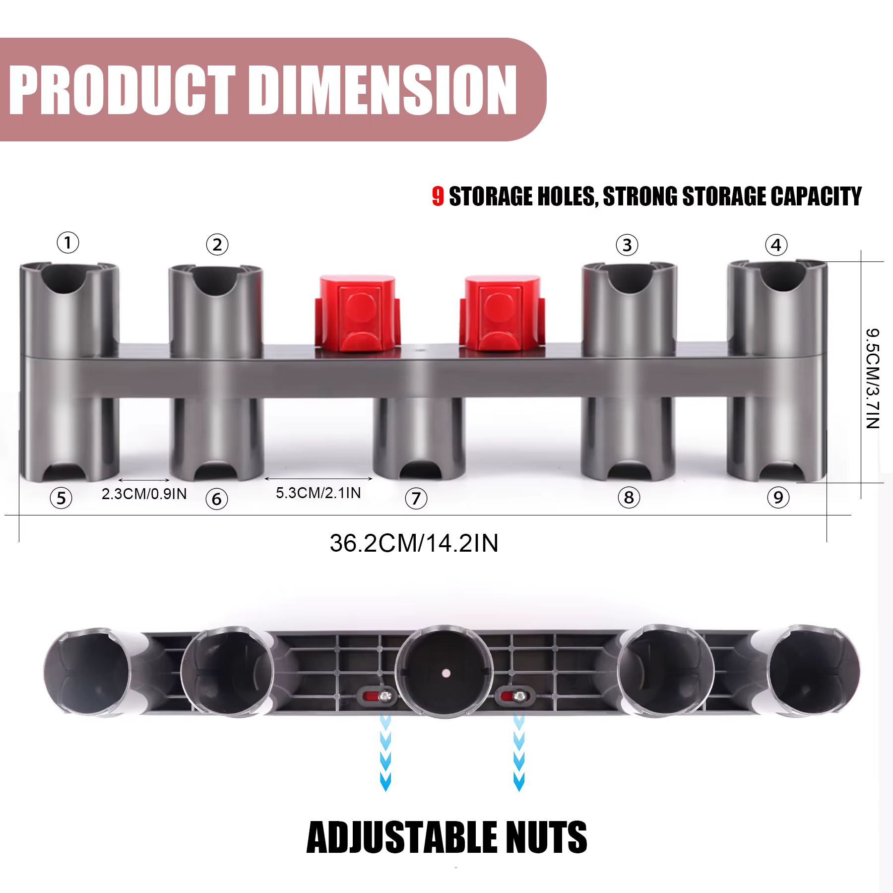 Support d'accessoires à neuf trous pour Dyson V7 V8 V10 V11 V15, support de pièces sous vide pouvant connecter le cintre du chargeur, avec vis d'expansion