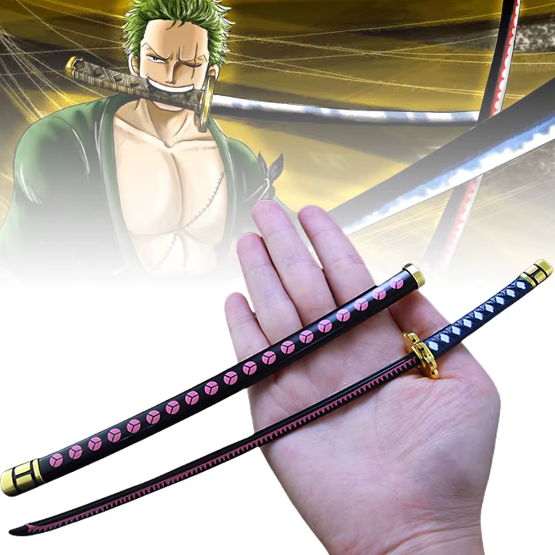 Katana en métal Roronoa Zoro de 25 cm, petit sabre, mini couteau ninja, One Piece, véritable katana japonais, sabre samouraï, jouet, cadeau anime