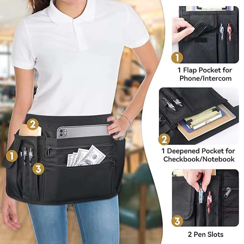 Tablier de taille Portable, outil utilitaire, ceinture, pochette d'argent, tablier de serveur polyvalent, artisan, accessoire de serveur de charpentier en plein air