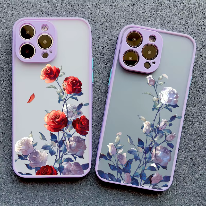Coque de téléphone fleur rose pour iPhone, coque antichoc pour iPhone 11, 14 Pro Max, 11, 12, 13 Pro Max, Mini, Poly, XS, X, 7, 8, 14, 15 Plus, SE2