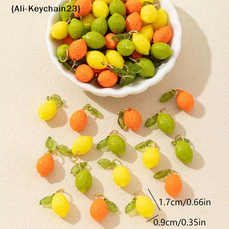 Nouvelles breloques en acrylique en forme de citron, 10 pièces, pour bijoux DIY, petites breloques citron faites à la main, accessoires de bijouterie DIY