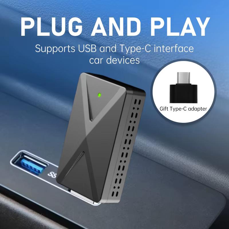 Adaptateur sans fil Mini USB CarPlay pour Android Auto, adapté aux systèmes filaires, mise à niveau facile pour une conduite sans fil