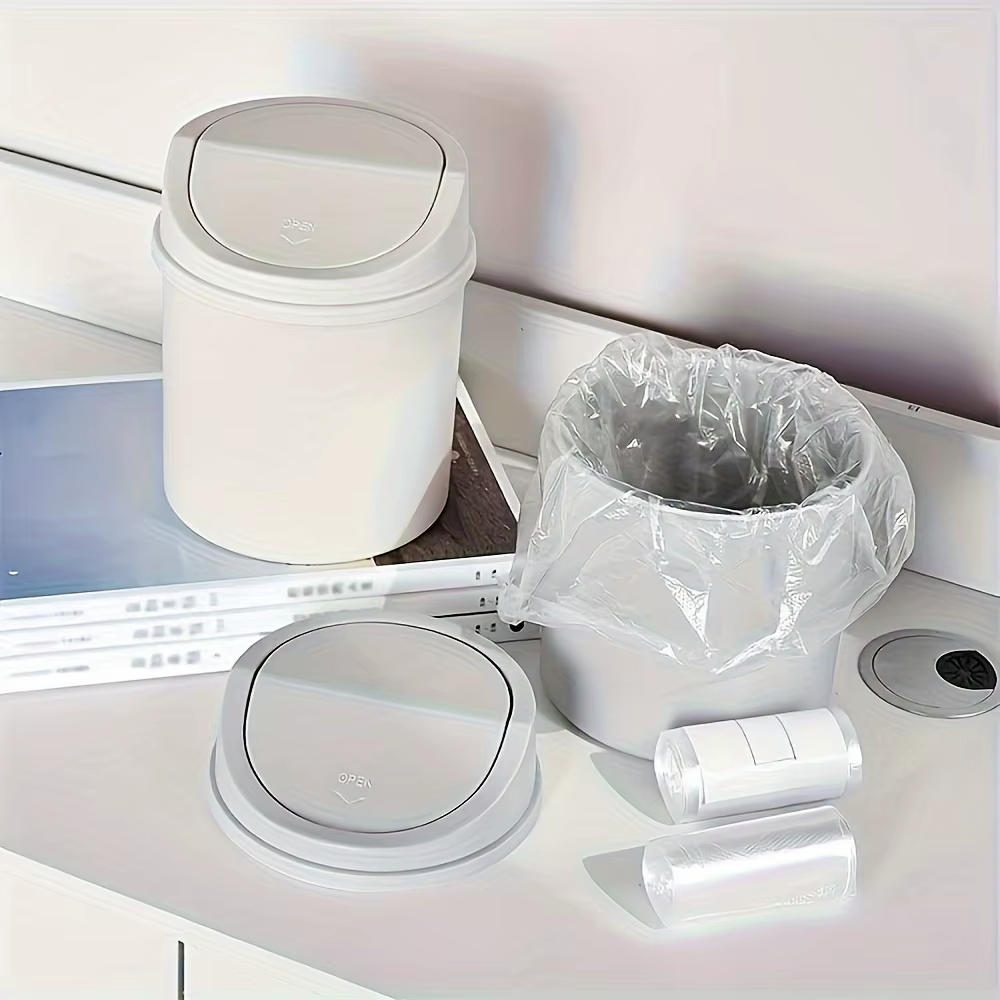Mini poubelle de bureau avec couvercle, petite poubelle en plastique pour salon et maison