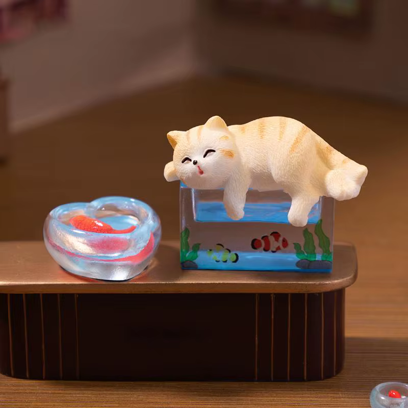 ㈅ Figurines miniatures de chat et de poisson, accessoires de micro-paysage pour maison de poupée, ornements de décoration DIY