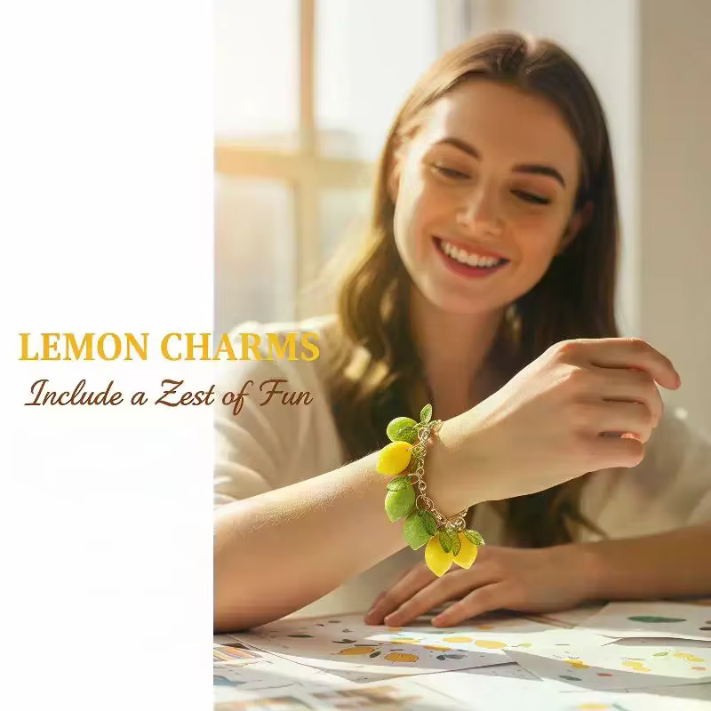 10 pendentifs citron en acrylique, breloques DIY, petites breloques citron, accessoires de bijoux faits à la main
