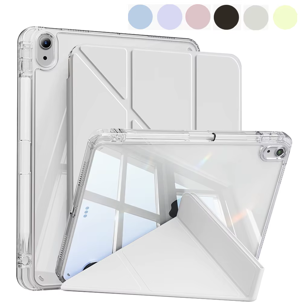 Étui pour iPad 5e 6e 7e 8e 9e 10e 11e Air 4 5 6 7 Mini 6 7 étui avec porte-crayons, Angles multiples support pliable en forme de Y Co