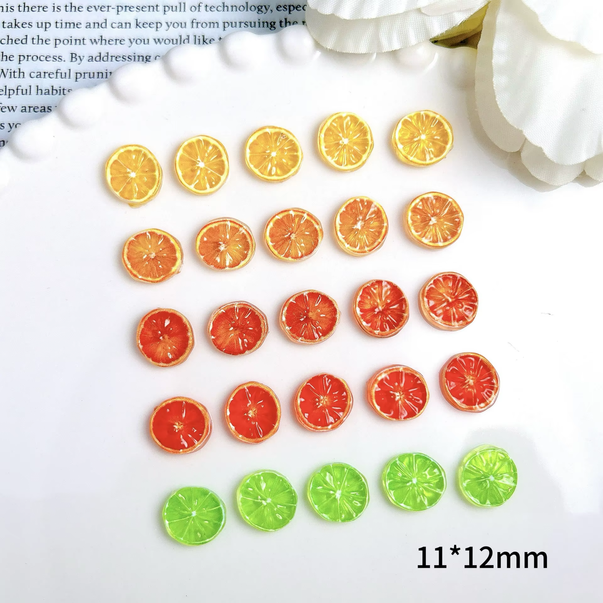 Pièces de breloques pour ongles en résine de citron, couleurs mélangées, patchs de citron, décoration Design pour Nail Art, bricolage, Mini tranches de fruits Orange, accessoires