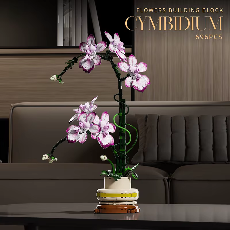 Blocs de construction de plantes en pot, orchidée créative, Cymbidium, fleurs éternelles, Simulation Phalaenopsis, briques à monter soi-même, jouets, cadeau de saint-valentin