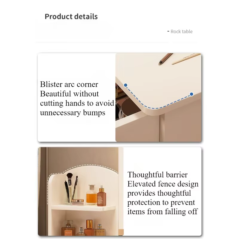 Table de toilette pour petit appartement avec miroir, rangement intégré, table de maquillage, style moderne simple européen, chambre principale