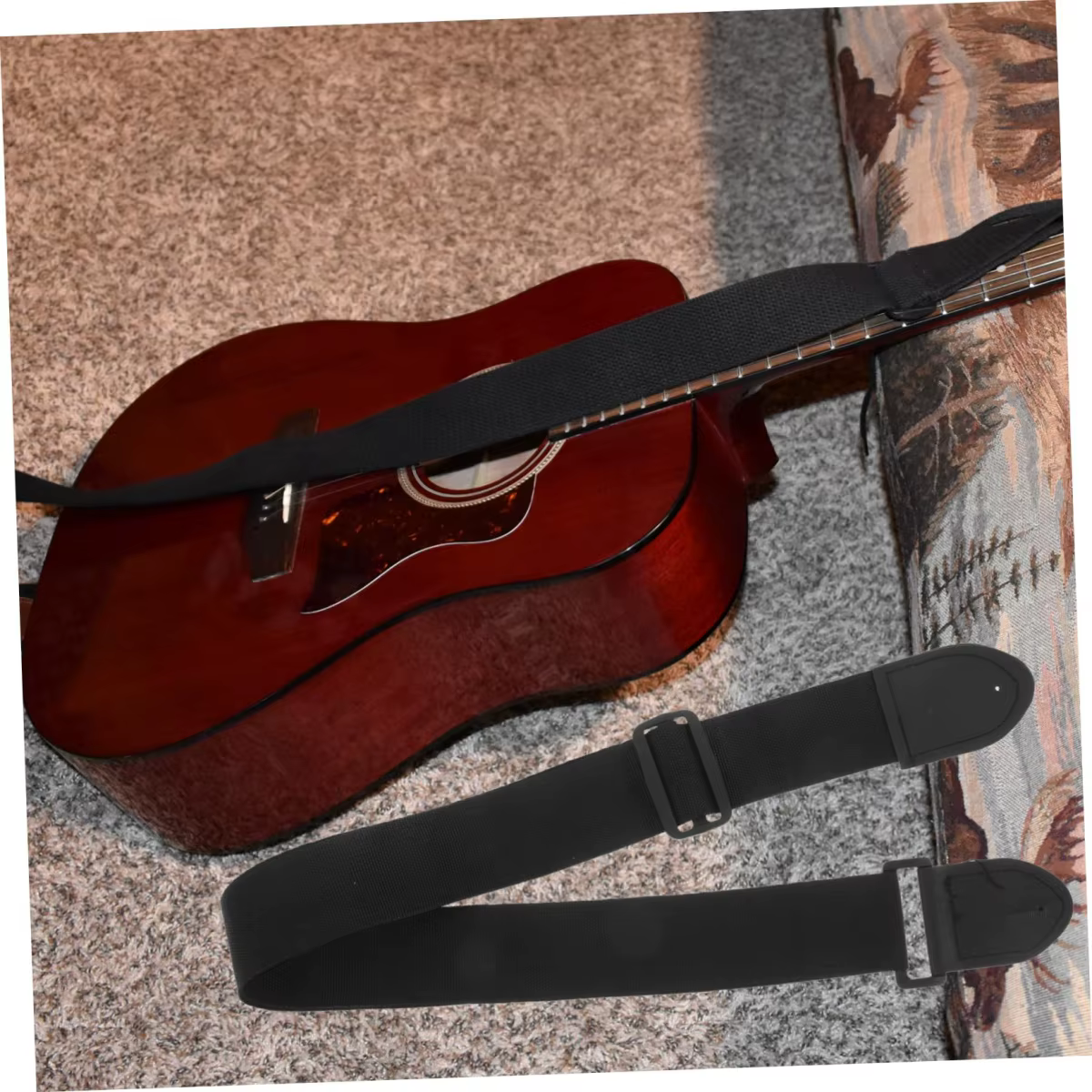 Sangle de guitare Miwayer, sangle d'épaule réglable en tissu/pour guitares acoustiques et électriques, accessoire d'instrument de musique (44 pouces)