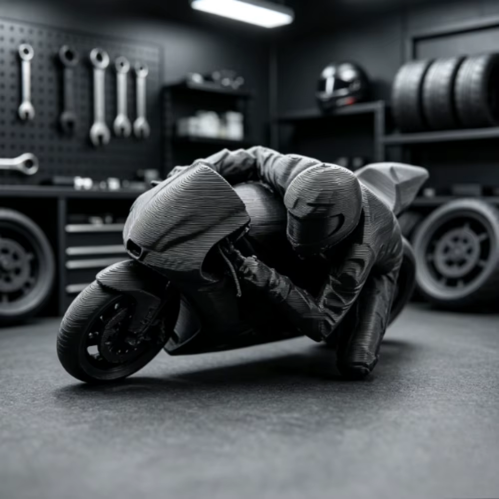 Figurine de motard de moto de course miniature cool, imprimée en 3D, ornement de bureau, décoration de bureau de jeu de course de moto, décoration d'étagère, modèle DIY, cadeaux