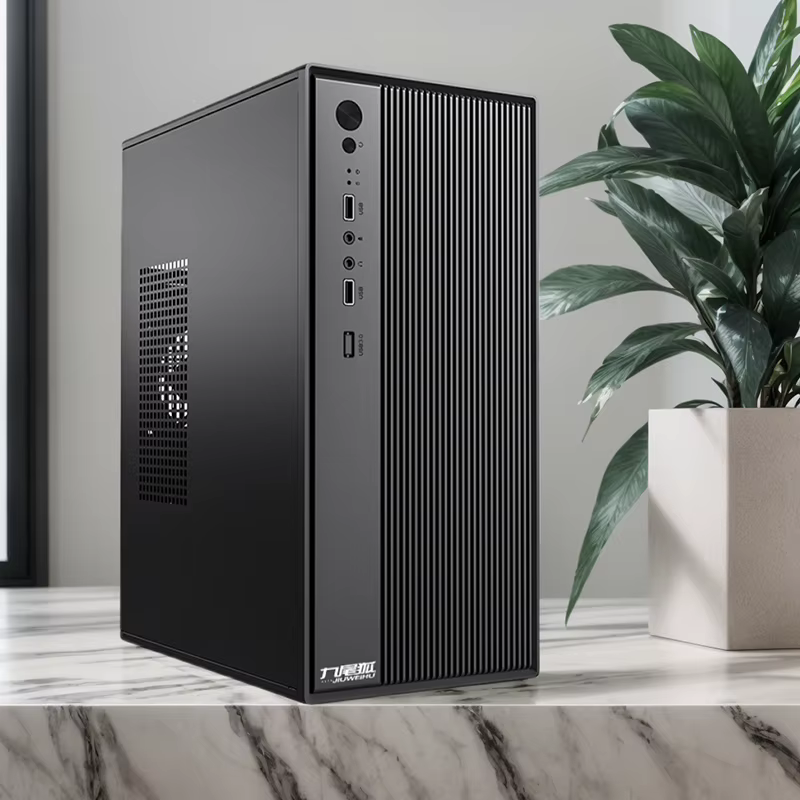 Mini boîtier d'ordinateur de bureau pour carte mère Micro-ATX/ITX, longueur de carte graphique GPU de 250mm, ventilateurs de refroidissement à air de 8cm, SSD + HDD.