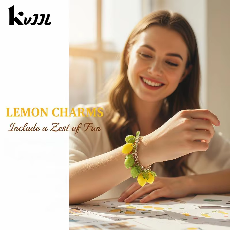 10 pendentifs citron en acrylique, breloques DIY, petites breloques citron, accessoires de bijoux faits à la main