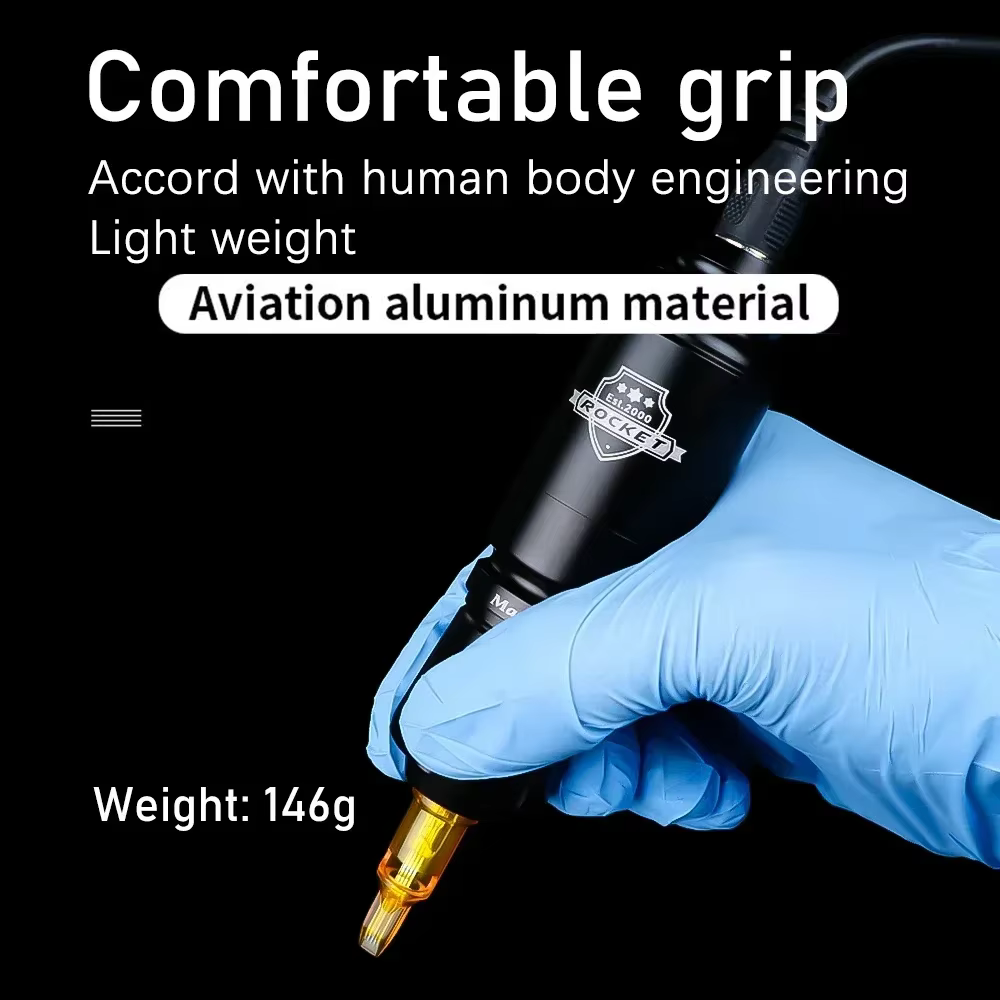 Mini Rocket – Kit de machine à tatouer rotative automatique avec course de 3,5 mm, connecteur RCA, moteur de maquillage permanent 10000 tr/min, compact