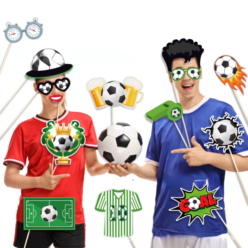 Soccer Sports Photobooth Props for Boys, Shooting Party, Theme Birthday Photo Props, Supplies, 25Pcs