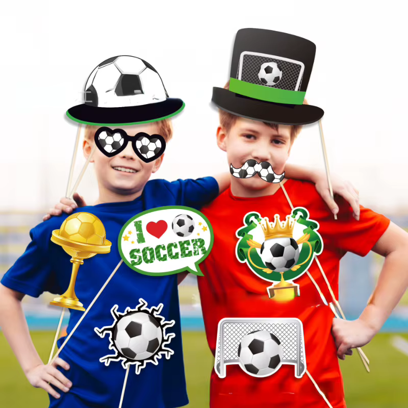 Soccer Sports Photobooth Props for Boys, Shooting Party, Theme Birthday Photo Props, Supplies, 25Pcs