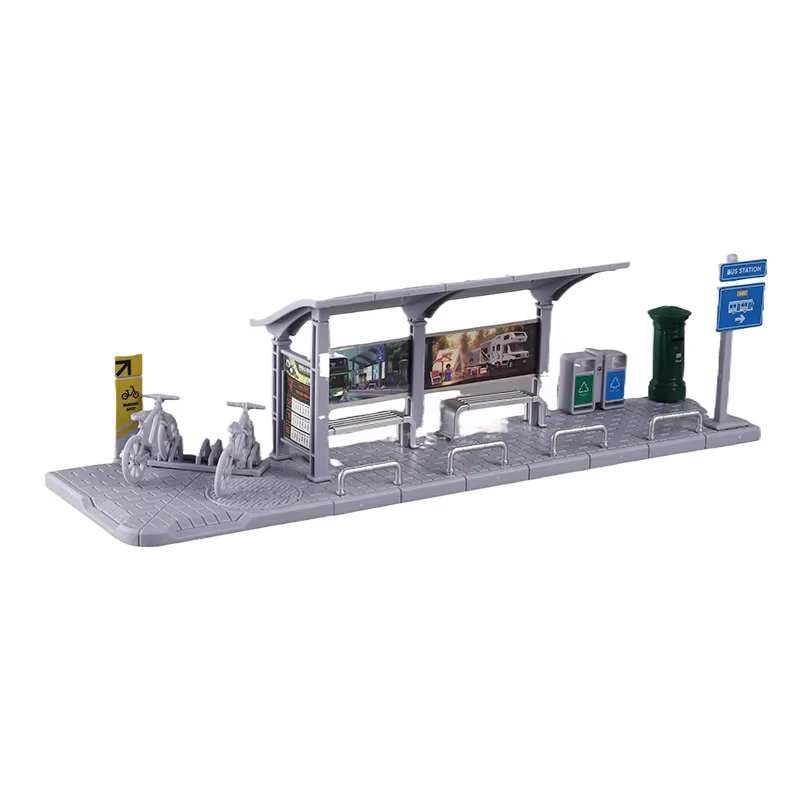 Modèle de plateforme de bus miniature à assembler, blocs de construction en plastique, jouets pour scènes de ville DIY/maquette de table de sable/cadeau, 1 pièce