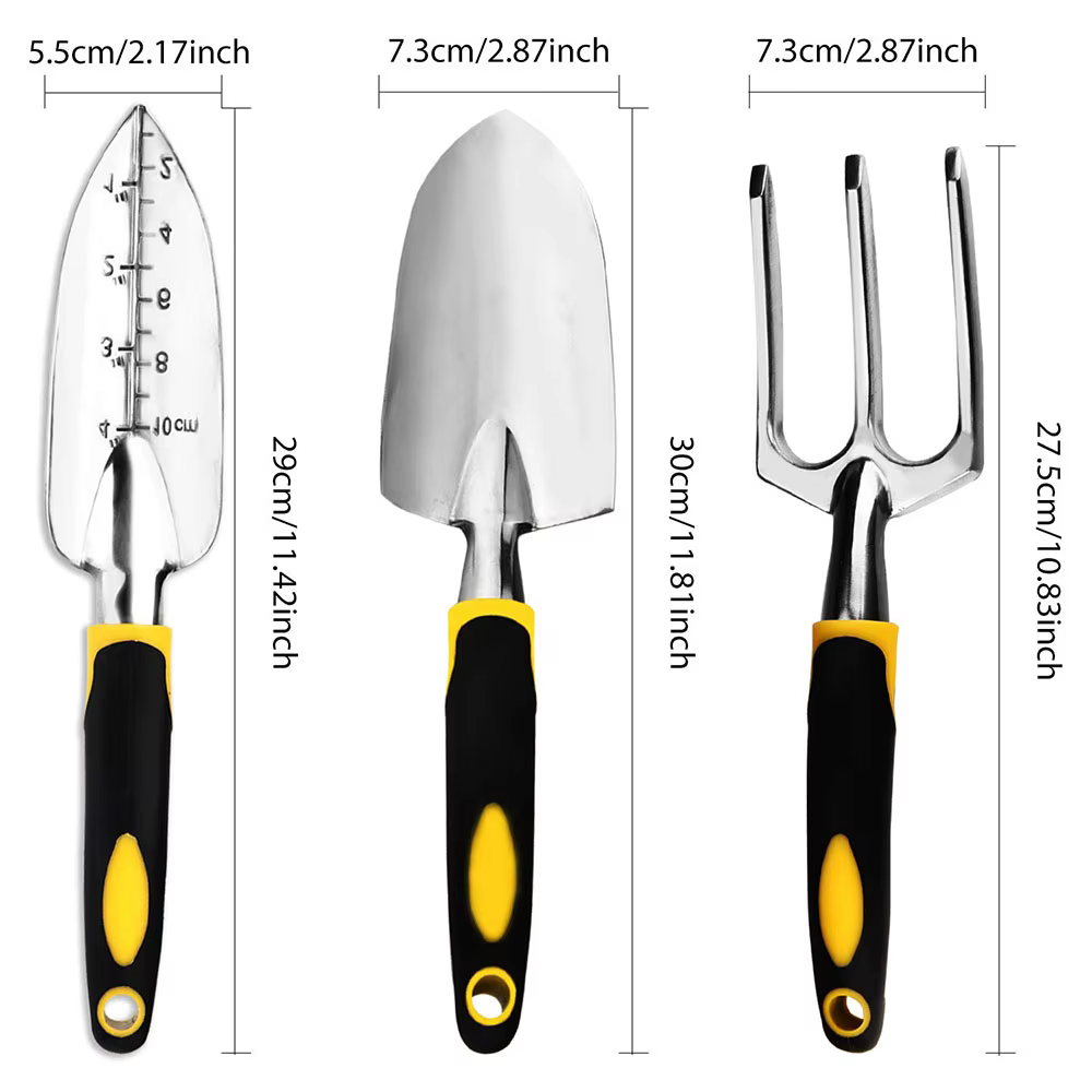 Ensemble d'outils de jardin, paquet de 4 avec truelle, râteau à main pour cultivateur, truelle de transplantation, gants de jardinage pour désherbage, ameublissement du sol