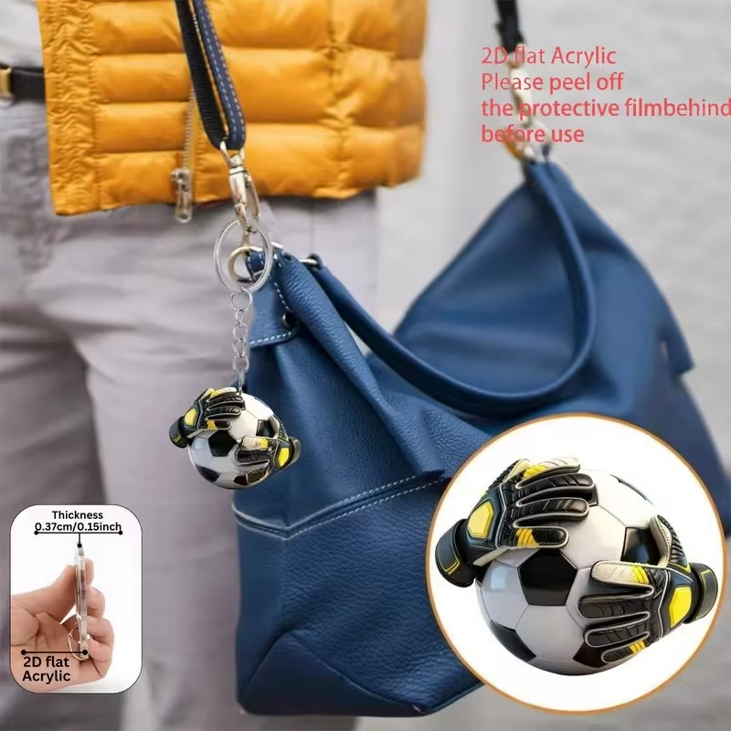 Porte-clés de football de simulation en acrylique, accessoires de bijoux, pendentifs pour sacs à dos, décoration suspendue pour voiture, ornement, porte-clés