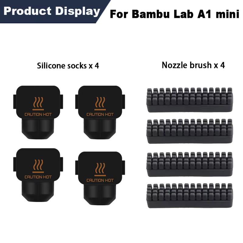 Manchon en silicone pour tête d’impression A1/A1 Mini avec racleur de buse A1 Mini, kit d’outils de brosse de nettoyage 3D compatible avec Bambu Lab A1/A1 Mini
