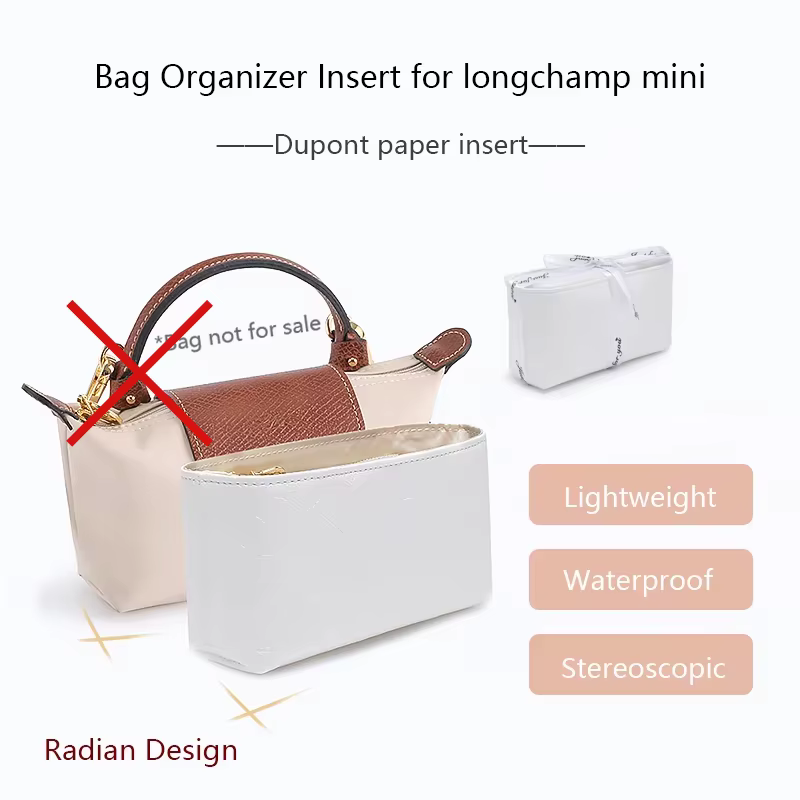 Insert organisateur de sac pour Longchamp Mini Dupont, sac en papier, rangement léger, Support de sac étanche, accessoire