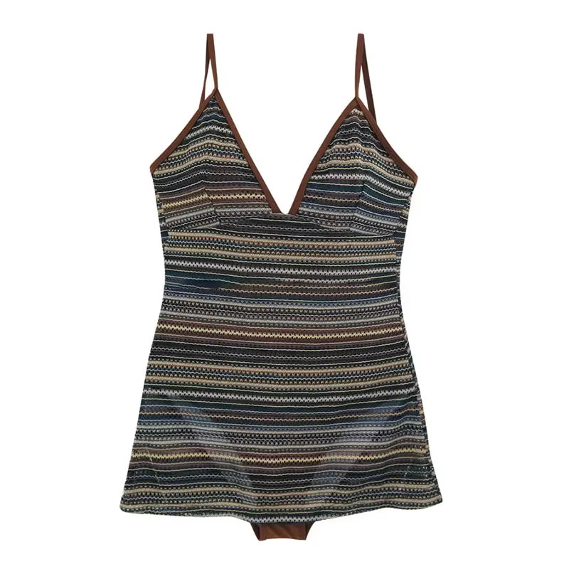Maillot de bain transfrontalier pour femme, style décolleté en V profond, sexy, pour petites poitrines, adapté aux vacances en sources chaudes, design intégré, vêtement de sport