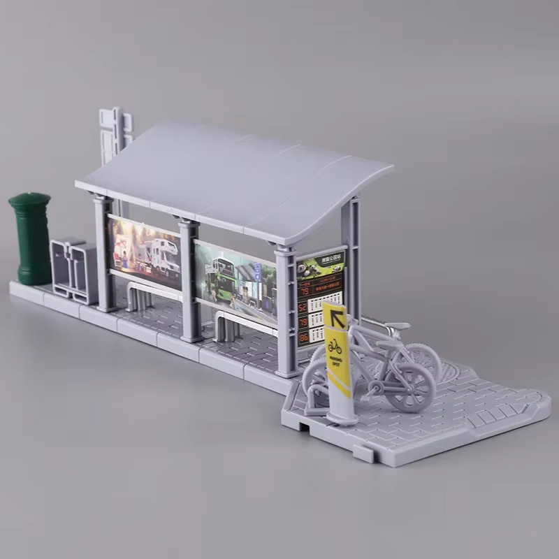 Modèle de plateforme de bus miniature à assembler, blocs de construction en plastique, jouets pour scènes de ville DIY/maquette de table de sable/cadeau, 1 pièce