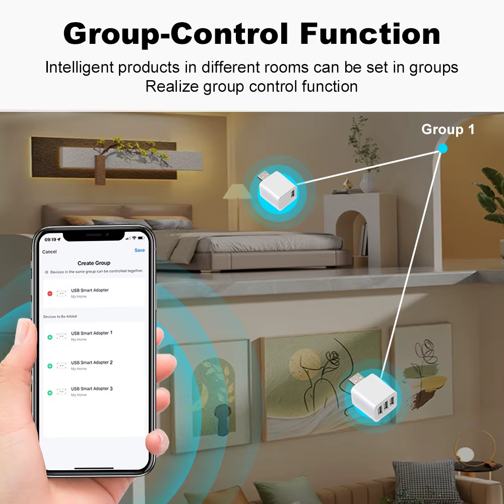 MANHO Hub USB intelligent WiFi, adaptateur Micro USB 5V, mini adaptateur d'alimentation USB WiFi, contrôle à distance par application, commande vocale pour Alexa Google Home