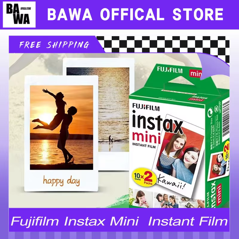 Film instantané Fujifilm Instax Mini White Edge, 10 à 100 feuilles, recharge pour appareil photo instantané Fuji Mini 12/11/9/8/7s/70/EVO