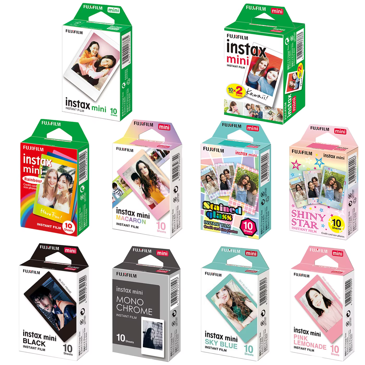 Film Fujifilm Instax Mini authentique – Film couleur Fujifilm Instax Mini 12, 11, 8, 9 pour appareils photo 40, 50s, 50i, 90, Link, 25, Share, SP-1, 2