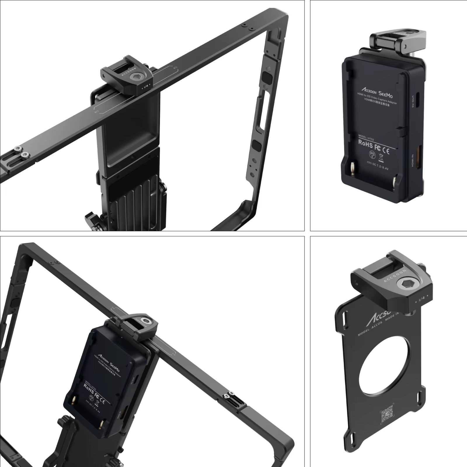 Plaque de montage 1/4 pour pince à accessoires multifonctionnelle Accsoon, adaptée aux accessoires de support Seemo iPad Power Cage