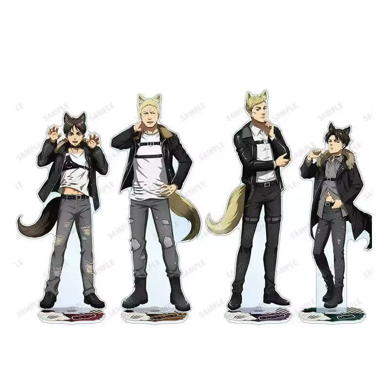 10 cm Mini Attacking Giants Wolf Man Ver. Support en acrylique Levi Wolf, plaque sur pied, figurine Erwin, ornements en acrylique, jouets Eren, cadeaux