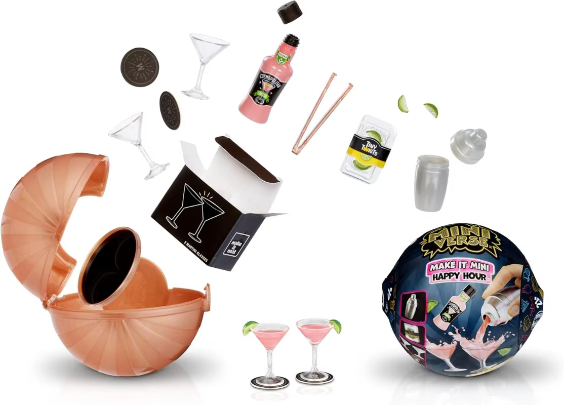 Nouvelle Surprise : Mini Happy Hour - Mini Figurines de Collection - Mini Versus DIY - Répliques de Cocktails en Résine - Ensemble de Jouets - Cadeaux