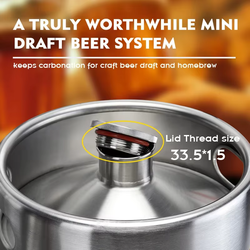 Fût de bière Growler, mini fûts de baril de bière artisanale, récipient portable pour barbecue, fête de brassage, 2L, 3,6 L, 4L, 5L
